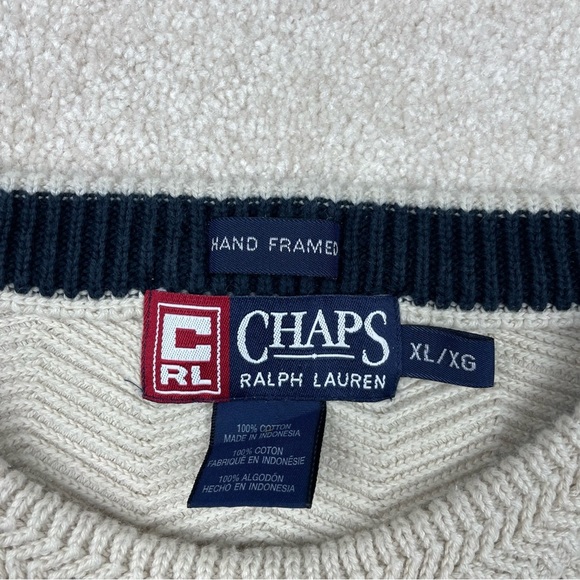 Chaps Ralph Lauren Hand Framed Heavy Knit Cream Sweater - Picture 7 of 12